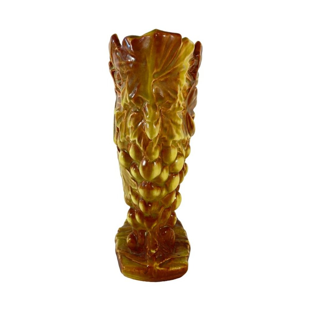 Vintage McCoy Grapes & Leaves Ceramic Double Vase Planter Mid-Century 1950s - Picture 3 of 13